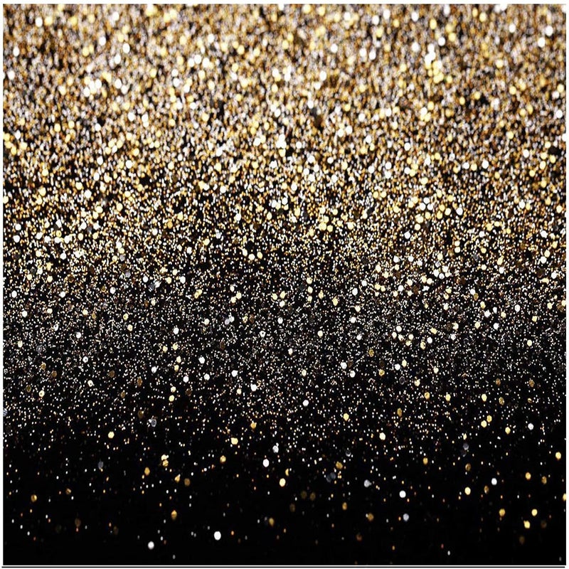 CYLYH 8x8ft Black & Gold Glitter Backdrop - Wedding, Graduation, Birthday - Vinyl Material - Image 1